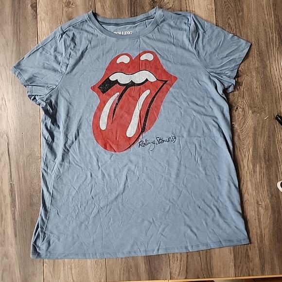 TORRID 2 2X The ROLLING STONES Red Tongue Logo Band T-Shirt Tee Plus Size Blue - Picture 1 of 4